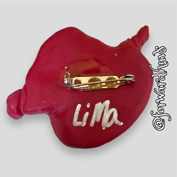 Handcrafted Artisan Southwest Style Sculpted Clay Brooch by Lima - Picture 7 of 11